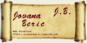 Jovana Berić vizit kartica